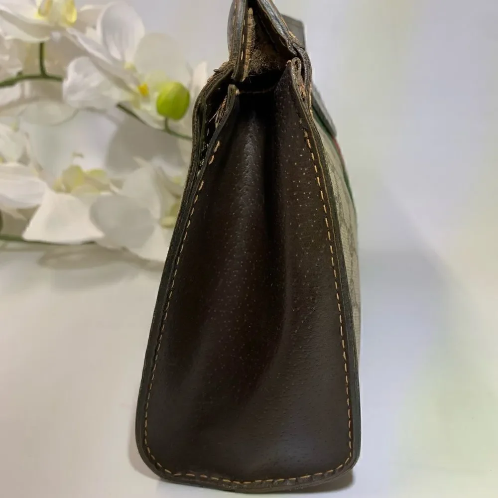 💥Authentic💥 GUCCI Web Sherry Line GG Logo Cosmetic Clutch